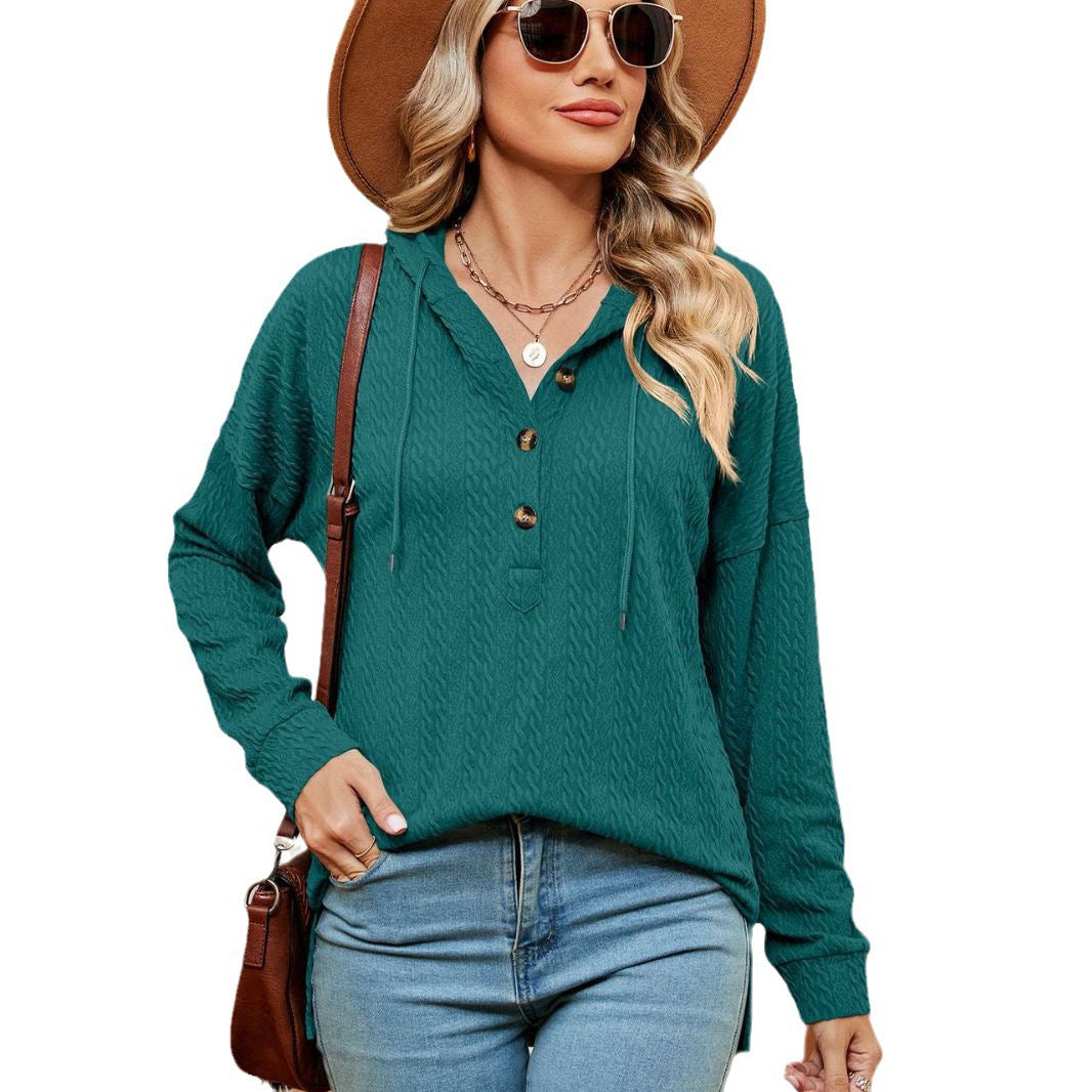 Damen lässiger Pullover mit Knopfdetails und Kapuze Stalluxe