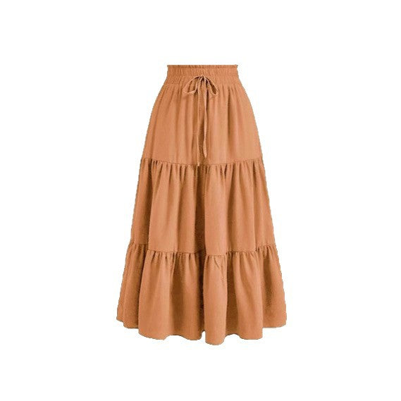 Damen Maxi-Rock mit elastischem Bund und Stufen-Design Stalluxe