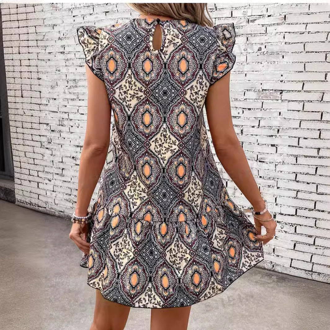 Damen kurzes Sommerkleid mit Rüschendetails Stalluxe