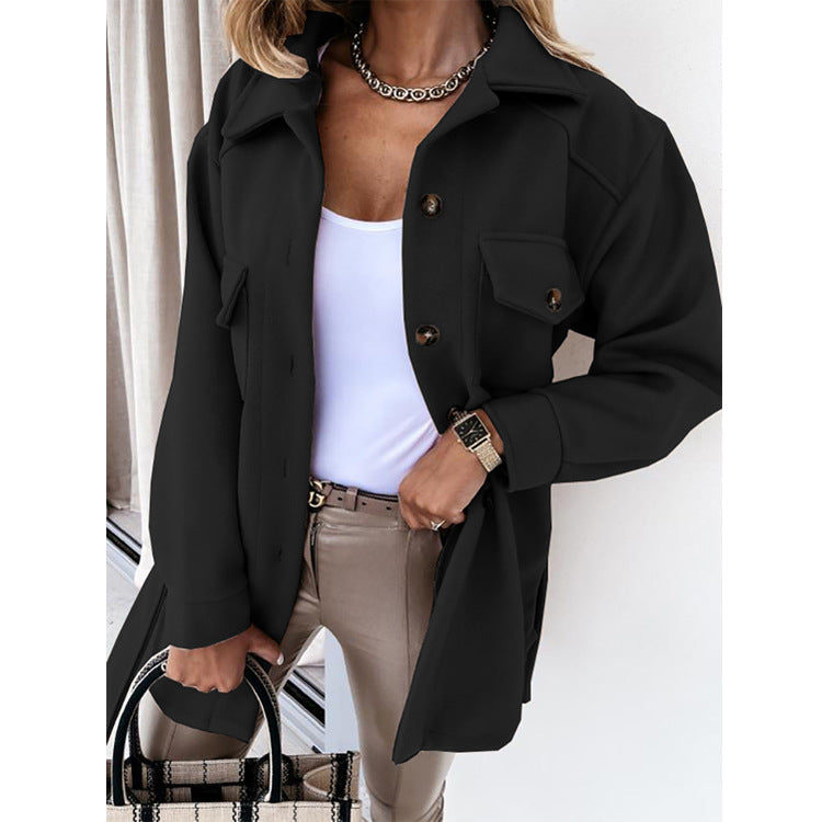 Damen Oversize-Hemdjacke mit praktischen Taschen und modernem Kragen Stalluxe