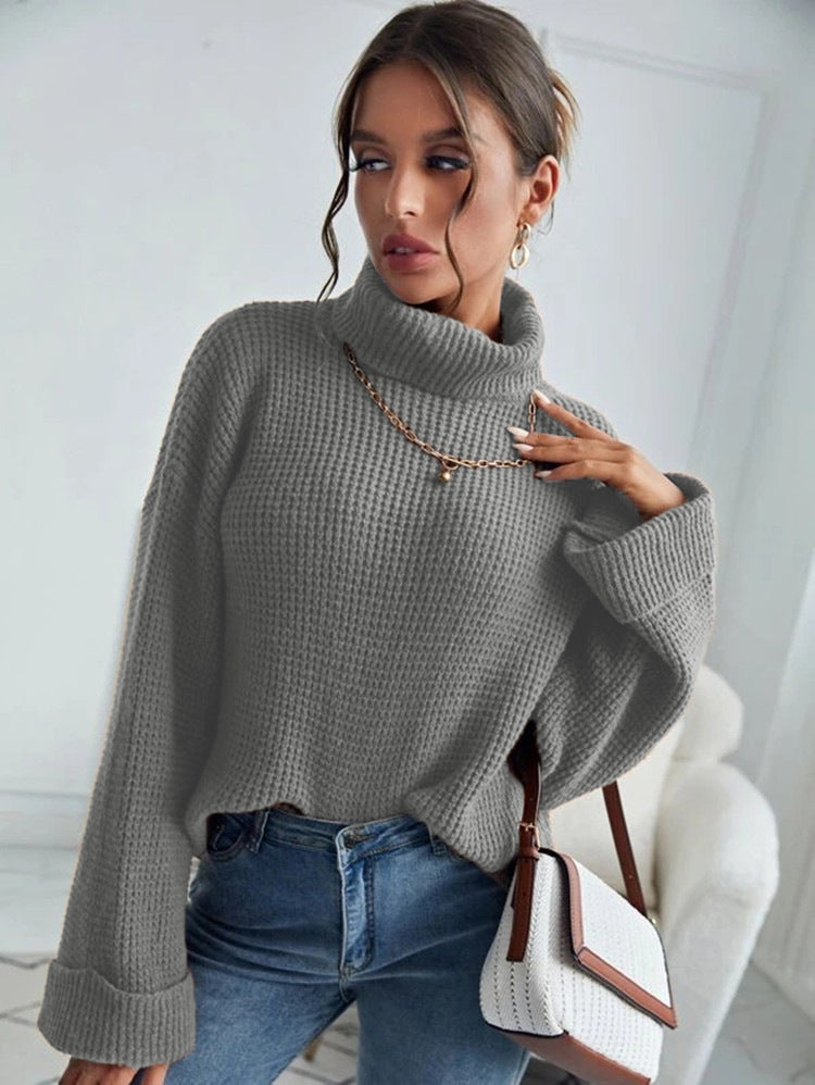 Damen Hochwertiger Strickpullover mit hohem Kragen und strukturiertem Design Stalluxe