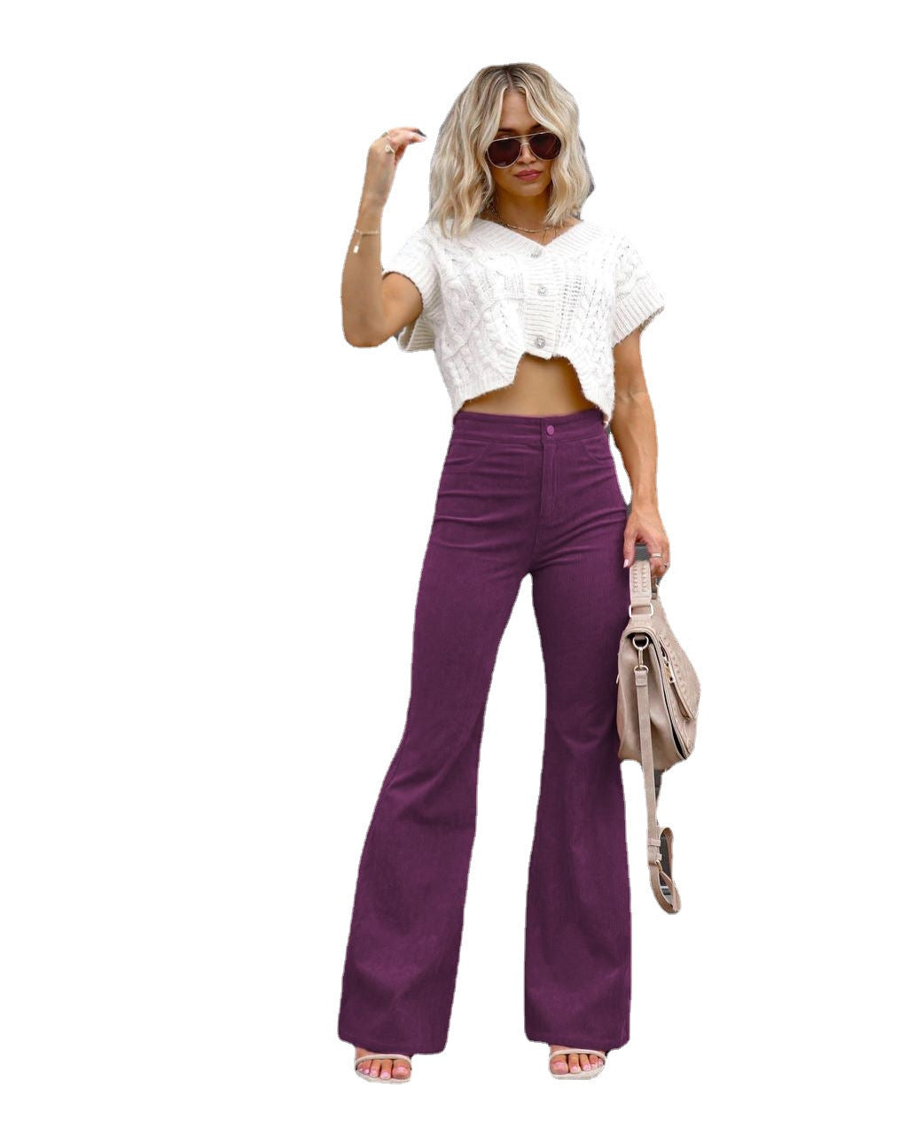 Damen Modische Hochbund-Flared-Jeans Stalluxe
