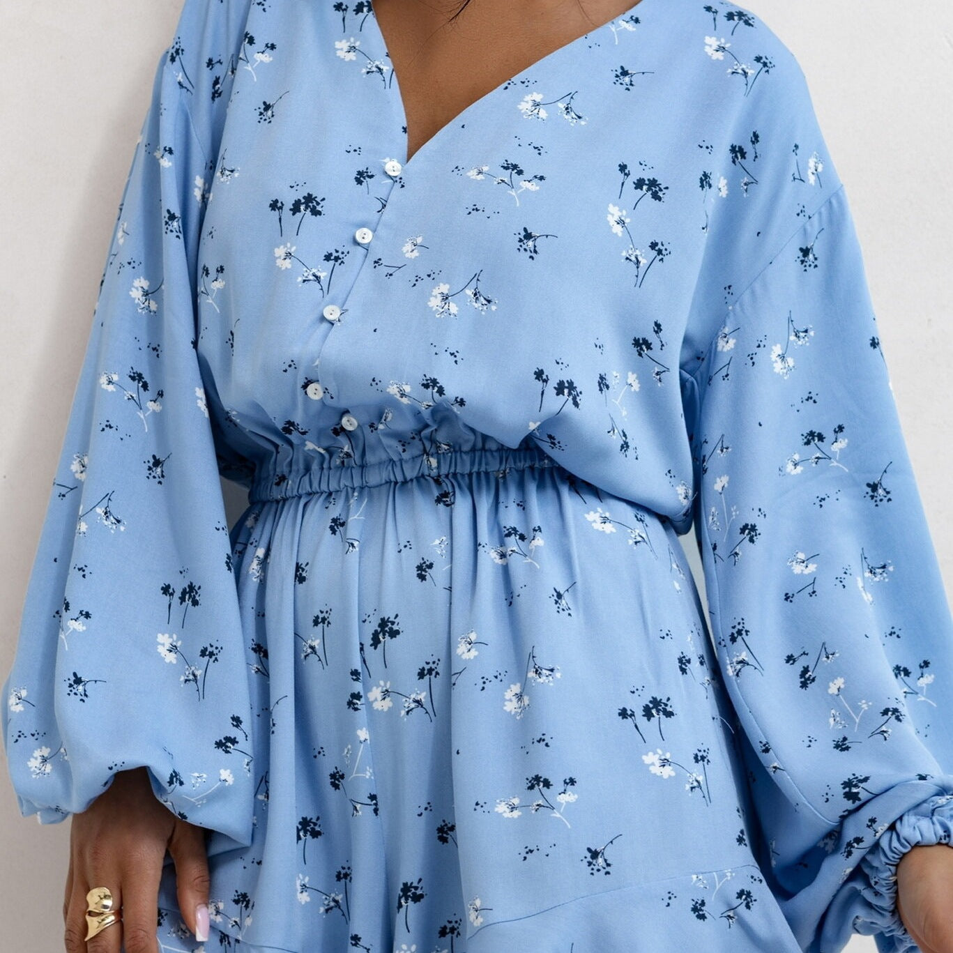 Damen Blusenkleid mit elastischer Taille und Volants Stalluxe