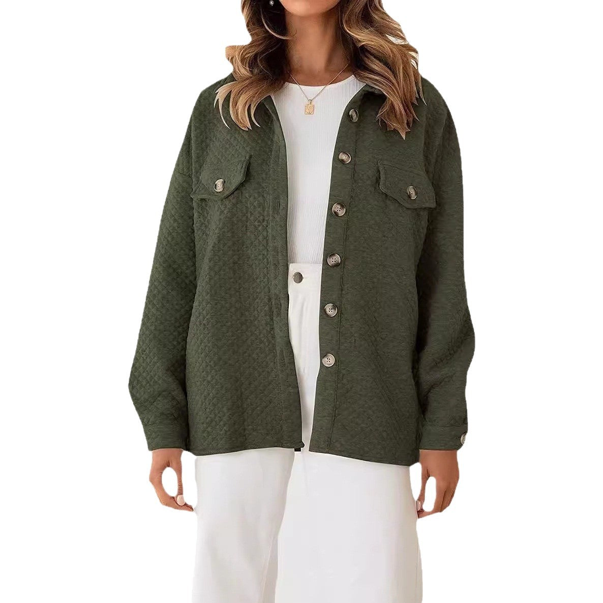 Damen lässige Steppjacke mit praktischen Taschen und modischen Knöpfen Stalluxe