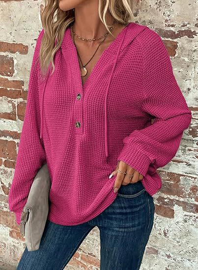 Damen lässiger Hoodie mit Knopfdetails und weit geschnittenen Ärmeln Stalluxe