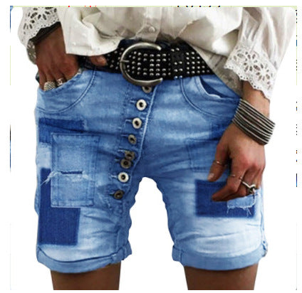 Damen modische Denim-Shorts mit funktionalen Taschen und distressed Akzenten Stalluxe