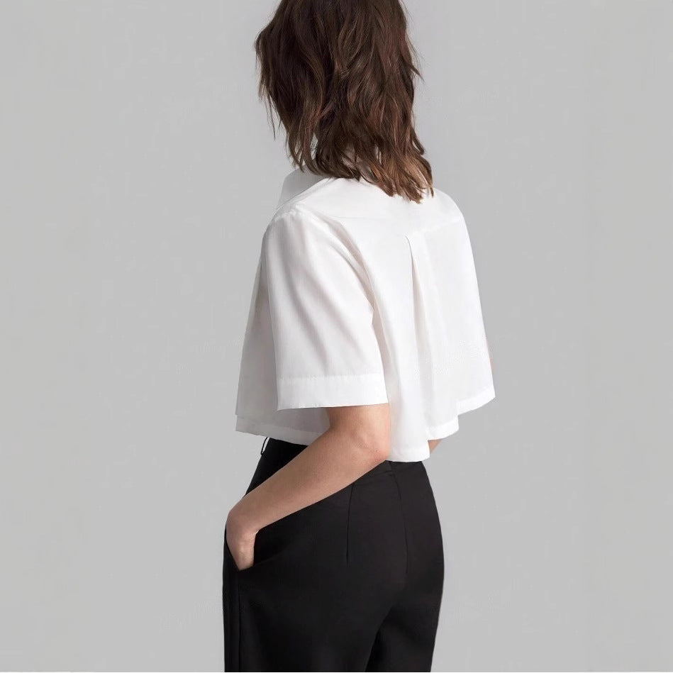 Damen Kurzarm Bluse mit eleganter Faltenoptik Stalluxe