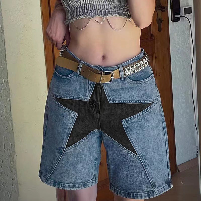 Damen Jeans-Shorts mit einzigartigem Sternmuster Stalluxe