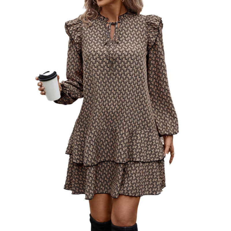Damen Freizeitkleid mit romantischem Rüschendesign und Schlüsselloch-Ausschnitt Stalluxe