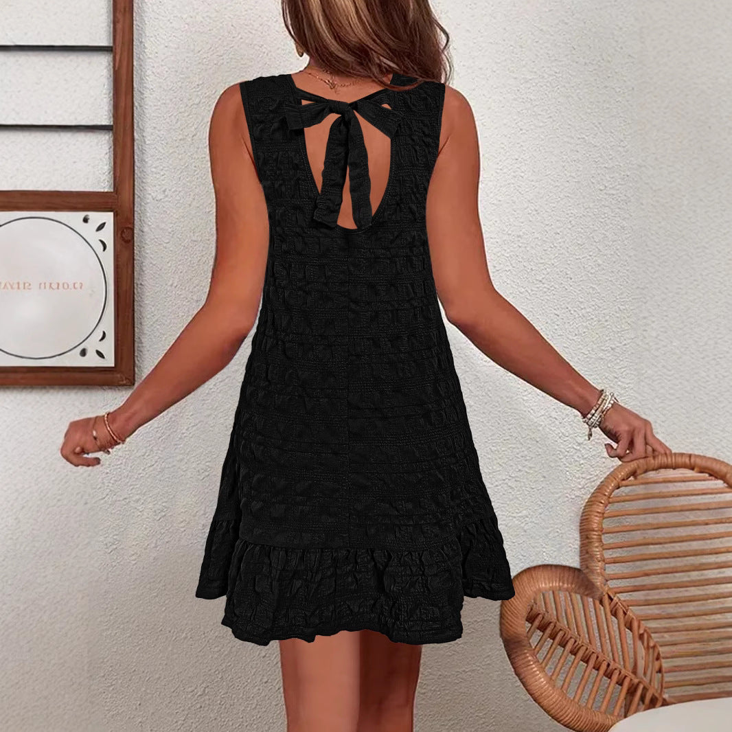 Damen strukturiertes Rüschensaum Kleid Stalluxe