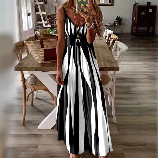 Damen Maxikleid mit modischem Streifenmuster Stalluxe