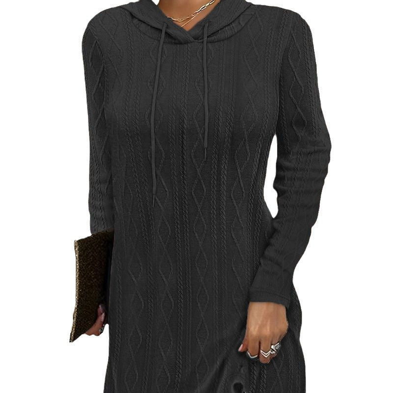 Damen Hoodie-Kleid mit elegantem Strickmuster und schickem Seitenschlitz Stalluxe