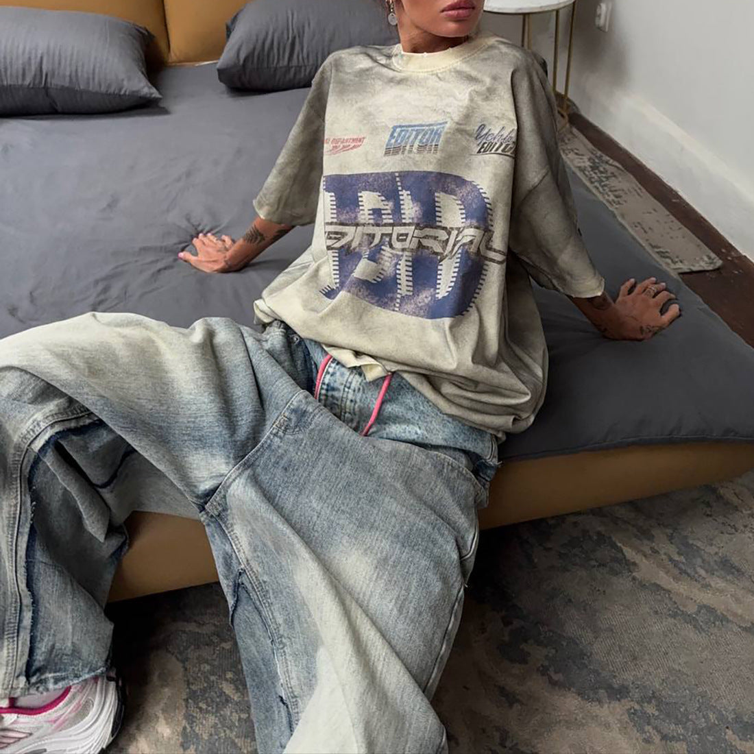 Damen Baggy Jeans mit innovativem Kordelzug Stalluxe
