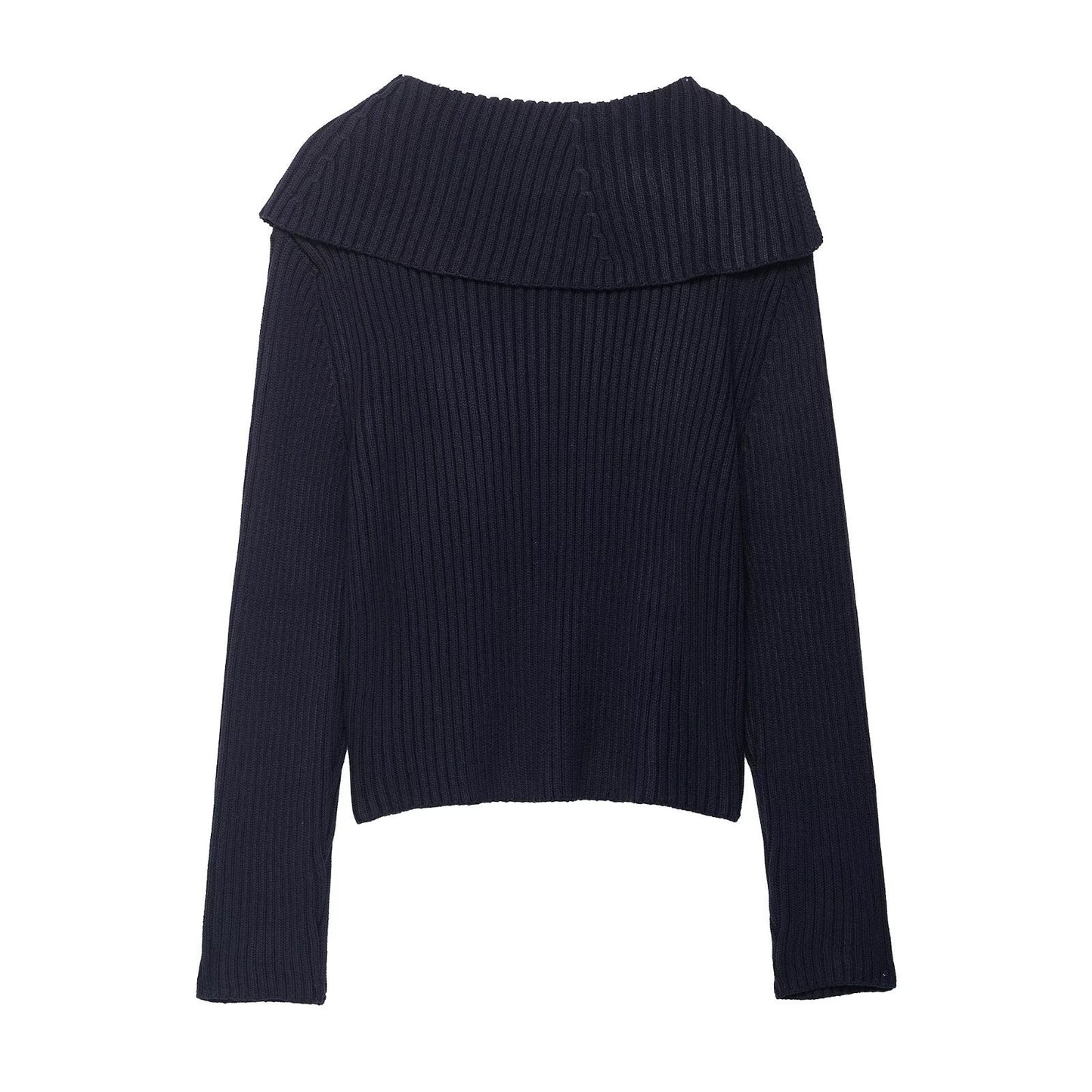 Damen modische Strickjacke mit asymmetrischem Kragen und Reißverschluss Stalluxe