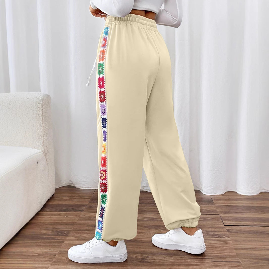 Damen Freizeithose mit buntem Blümchenmuster und elastischem Bund Stalluxe