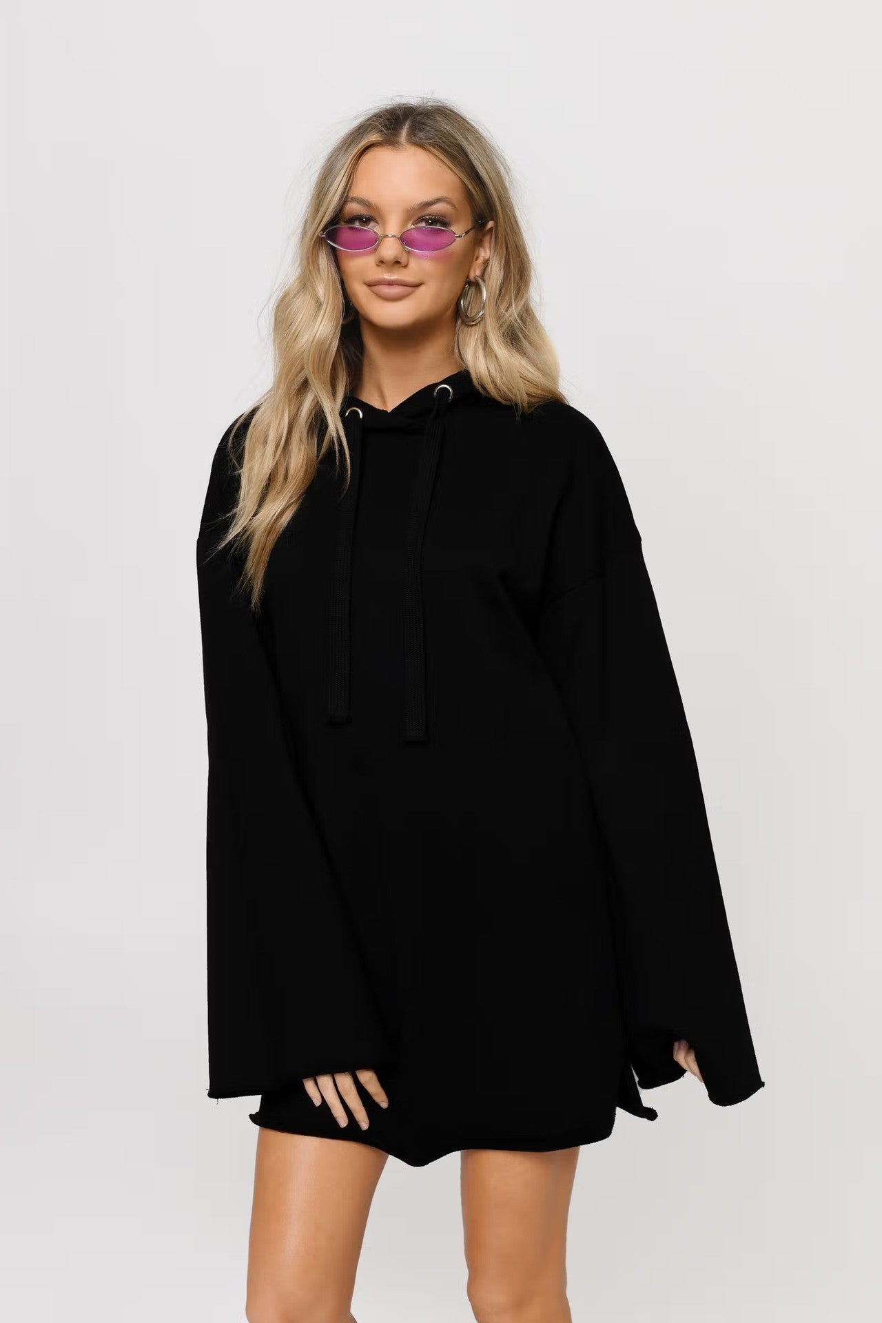 Damen lässiges Oversized Hoodie-Kleid mit Kapuze und langen Ärmeln Stalluxe