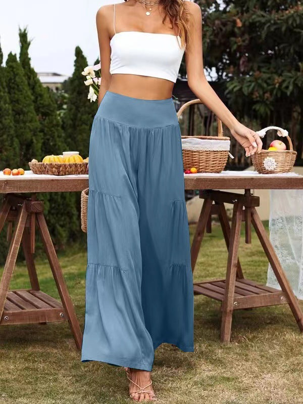 Damen Weit geschnittene Sommerhose mit elastischem Bund und fließendem Schnitt Stalluxe