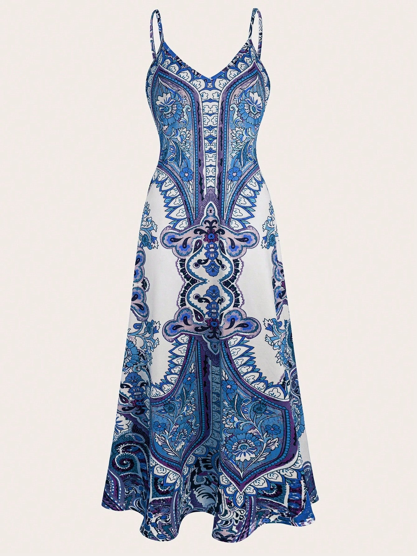 Damen Elegantes Maxikleid mit filigranem Muster und Spaghetti-Trägern Stalluxe