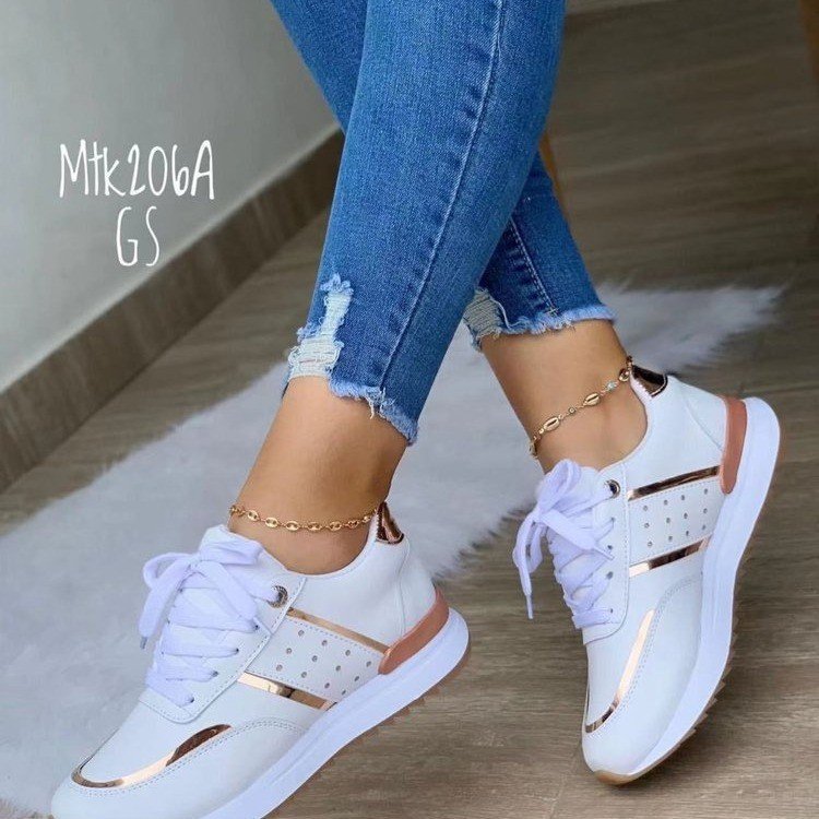 Damen Modische Sneakers mit glänzenden Akzenten und atmungsaktiver Sohle Stalluxe