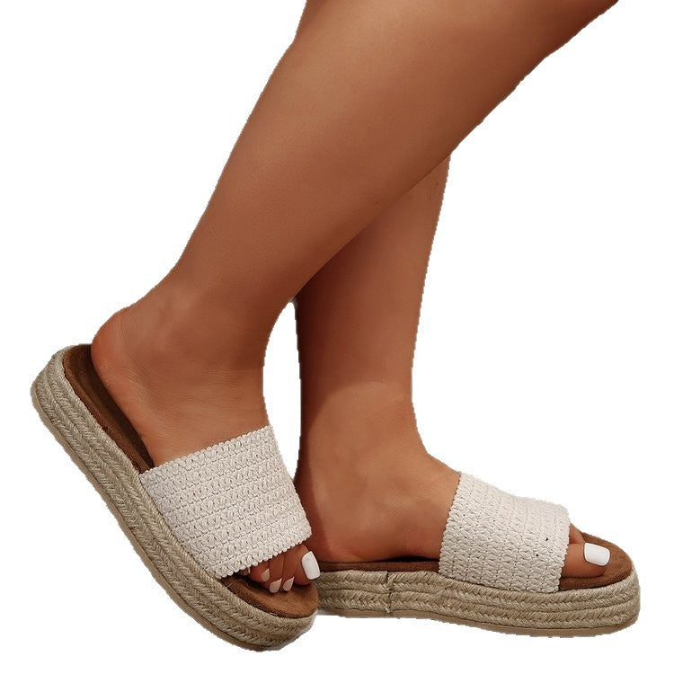 Damen Komfortable mit Weichgewebe umwickelte Plateau-Sandalen Stalluxe