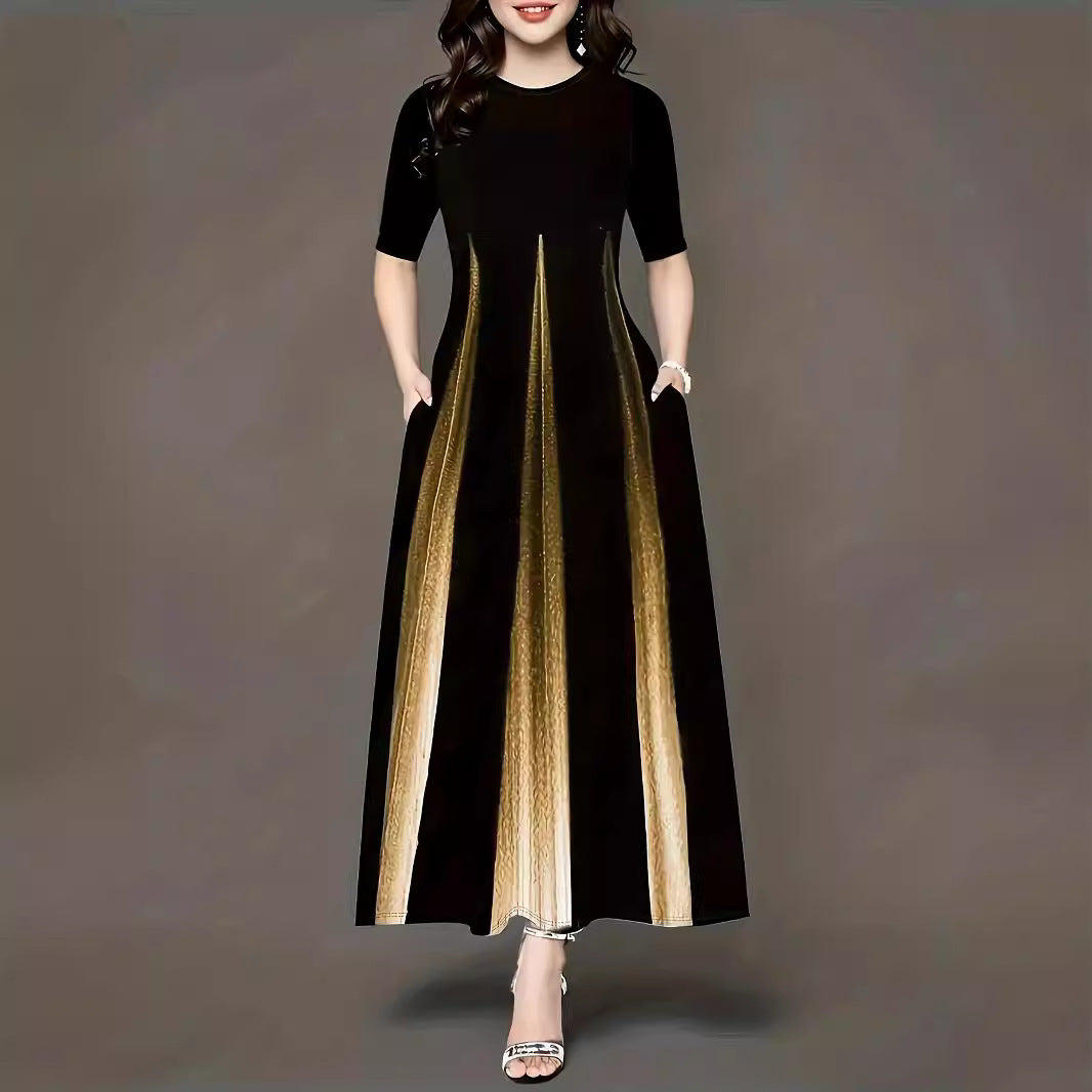 Damen Maxikleid mit eleganten Seitentaschen und luxuriösem Glanz Stalluxe