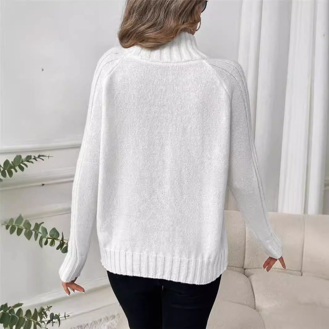 Damen Pullover mit modernem Stehkragen und strukturiertem Rippdesign Stalluxe