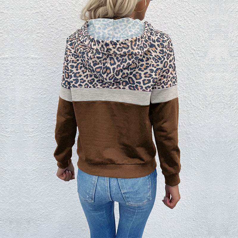 Damen Kapuzenpullover mit modischem Leo-Muster Stalluxe