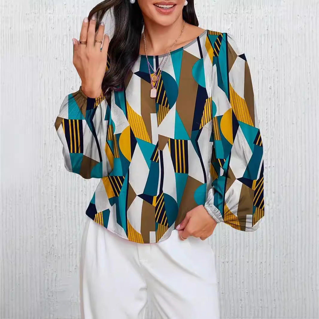 Damen Modische Bluse mit geometrischem Design Stalluxe