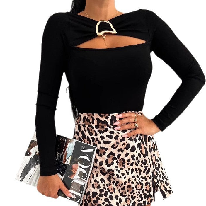 Damen Elegantes Oberteil mit innovativem Cut-Out und langen Ärmeln Stalluxe