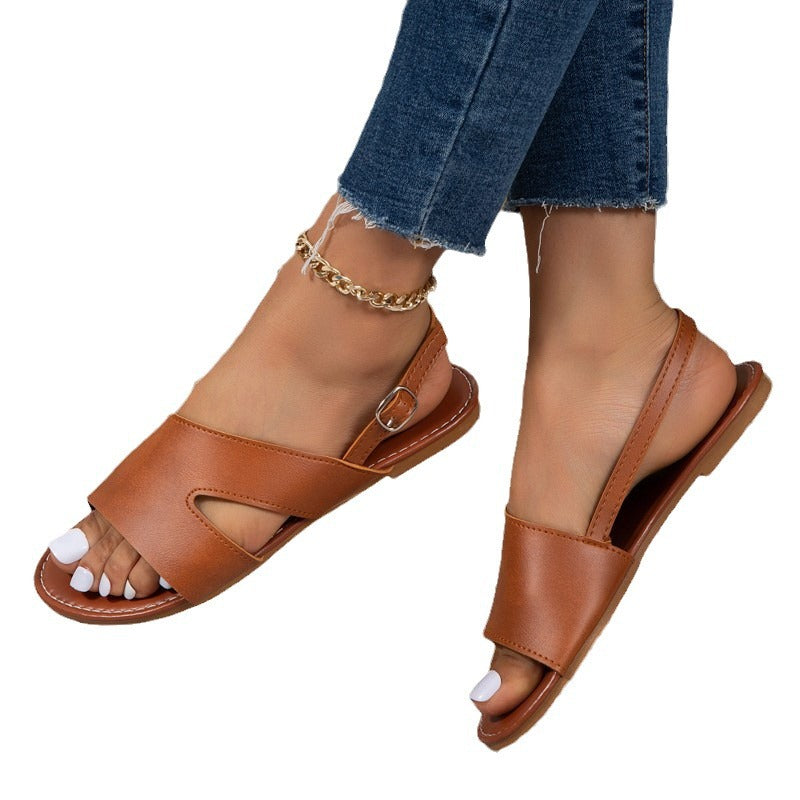 Damen eleganten Riemensandalen mit offener Ferse und verstellbarem Riemen Stalluxe