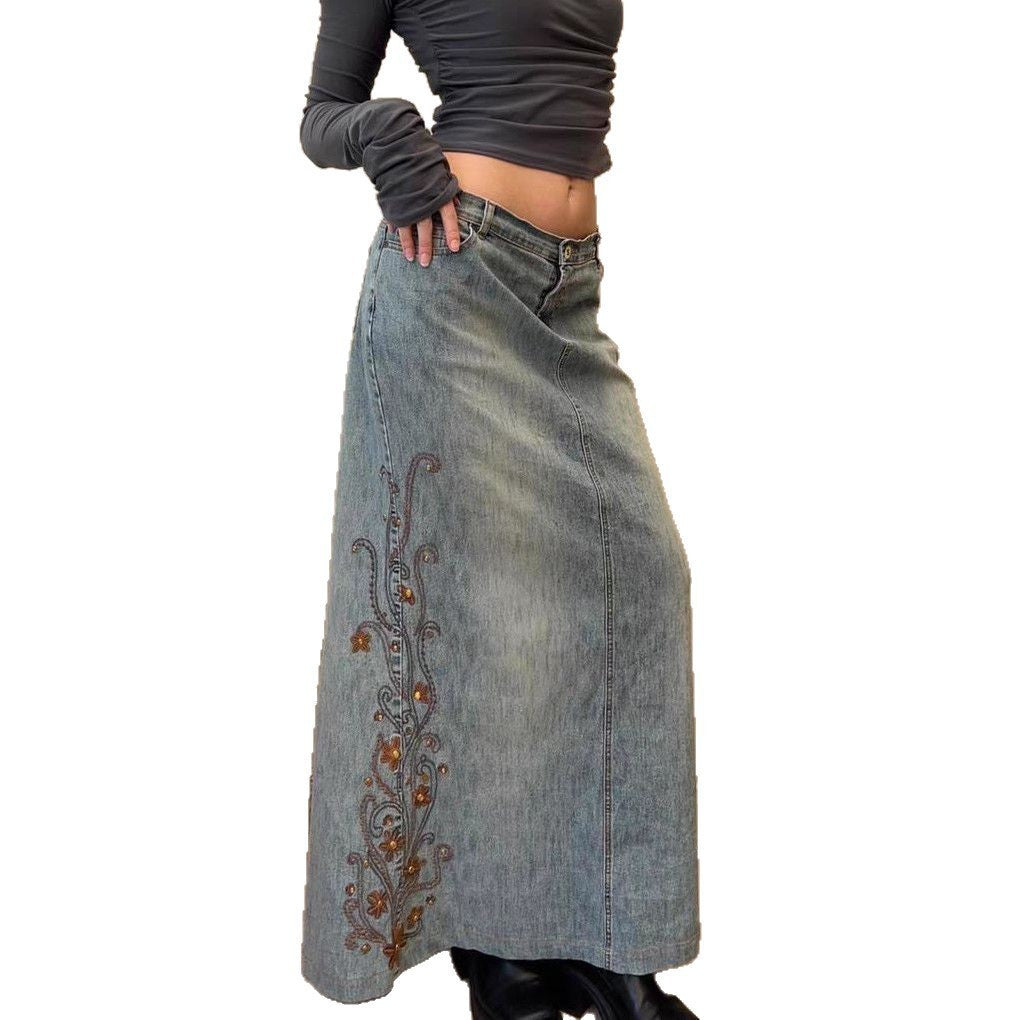 Damen Maxirock mit floralen Stickereien Stalluxe
