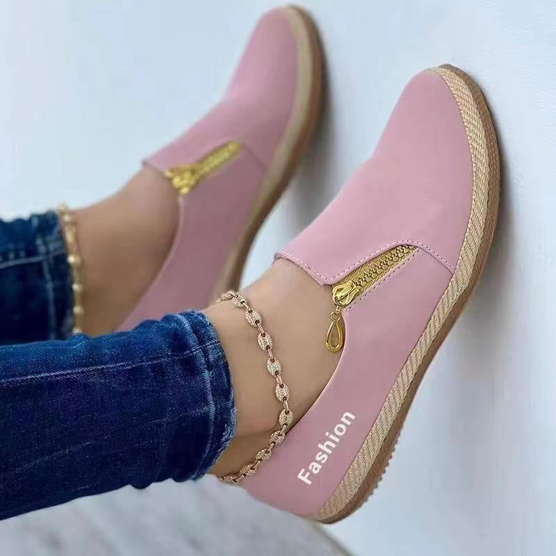 Damen modische Slip-On Schuhe mit dekorativem Reißverschluss Stalluxe