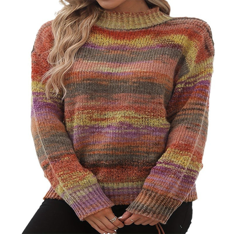 Damen gemütlicher Strickpullover mit strukturiertem Farbverlauf Stalluxe
