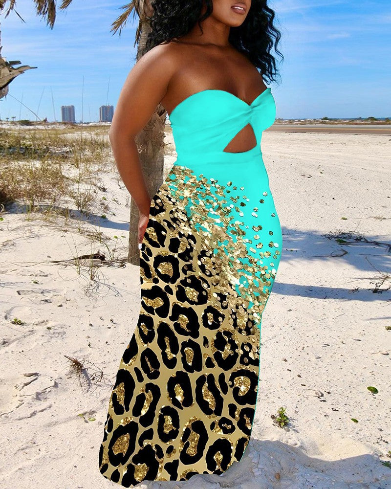 Damen Maxikleid mit schickem Cut-Out-Design und glänzenden Akzenten Stalluxe