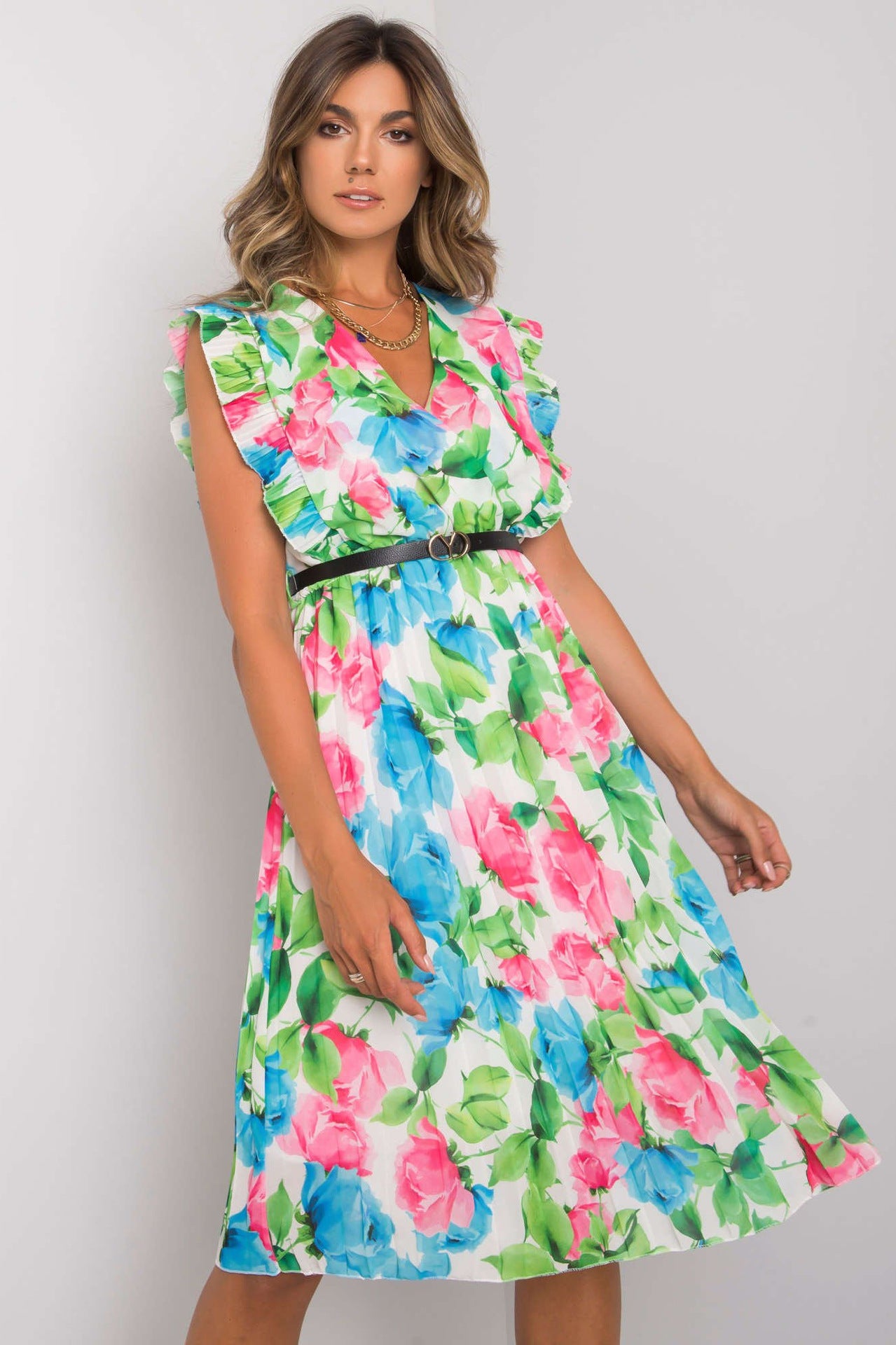 Damen Floral maxikleid mit Rüschendetails und Taillengürtel Stalluxe