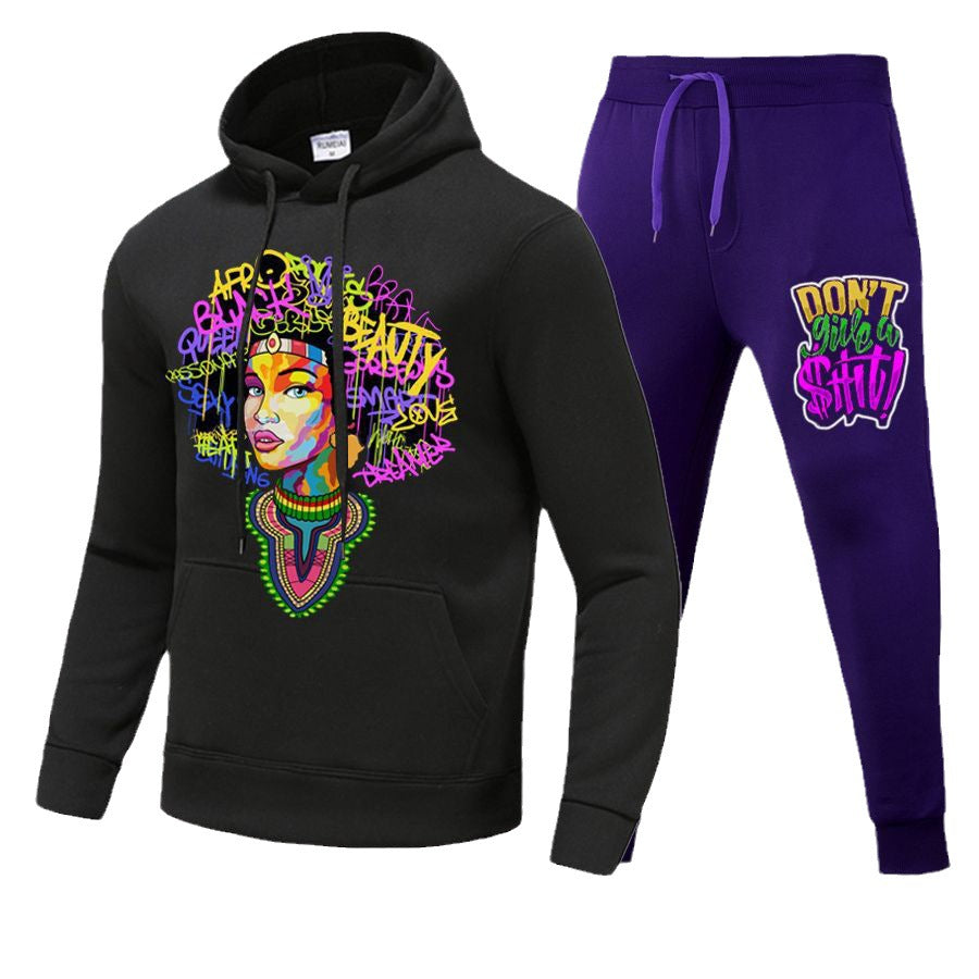 Damen Sportliches Hoodie und Jogginghose Set mit kreativem Grafikdesign Stalluxe