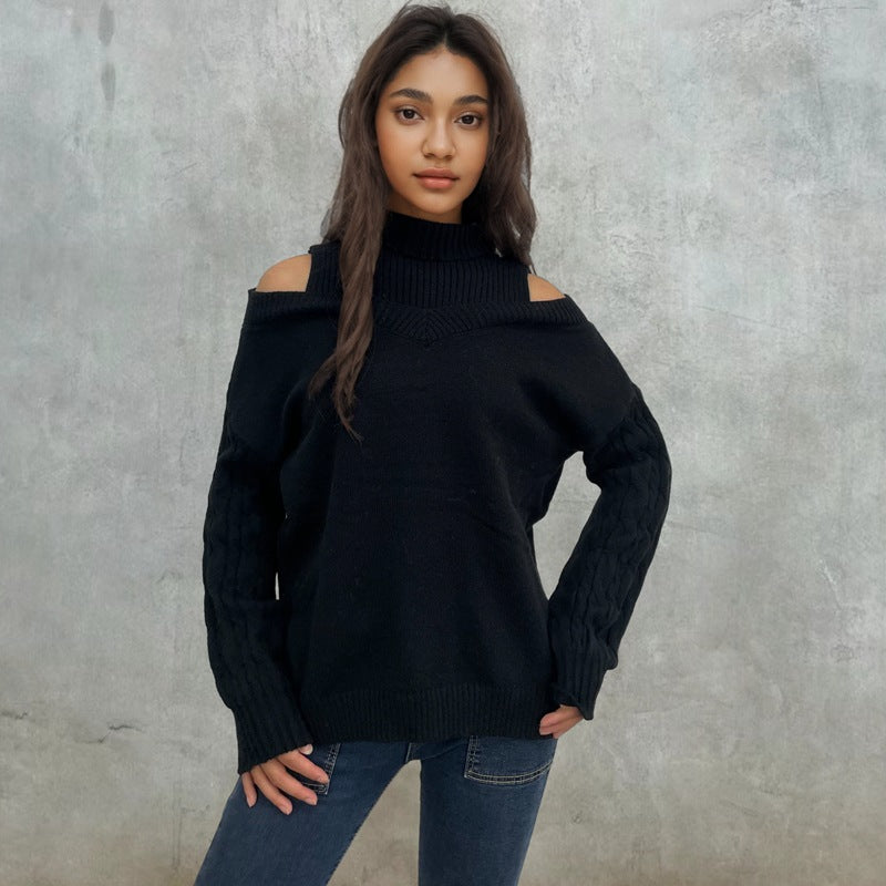 Damen Pullover mit schulterfreien Ärmeln und Zopfmuster Stalluxe