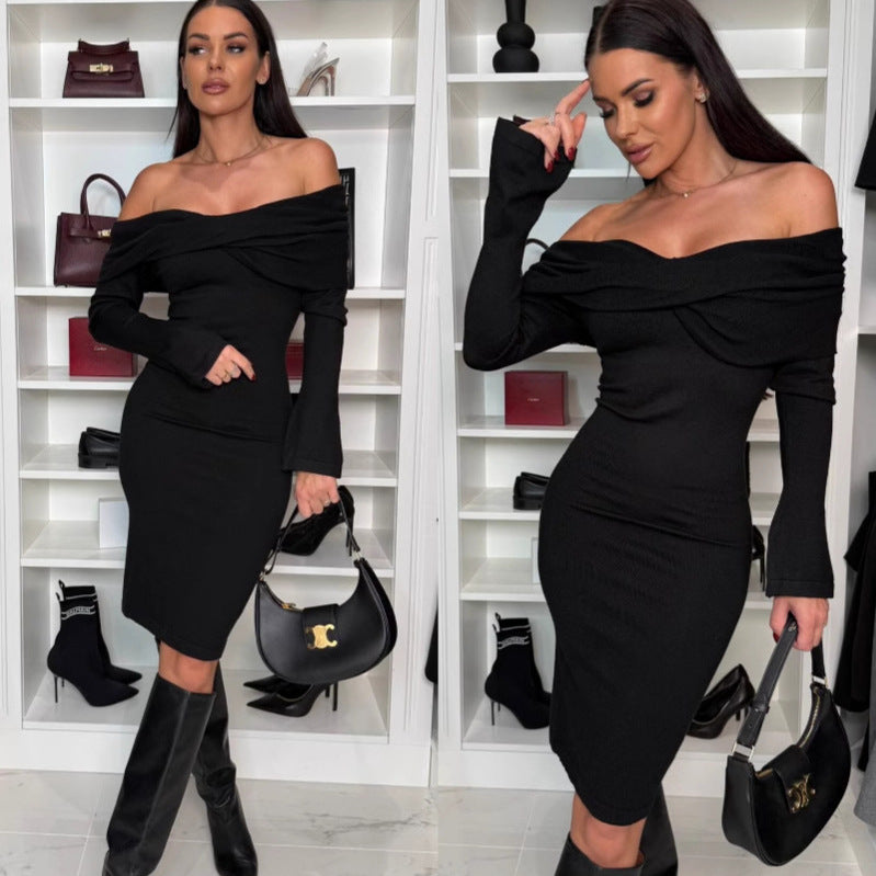 Damen Kleid mit schulterfreiem Schnitt und eleganter Raffung Stalluxe