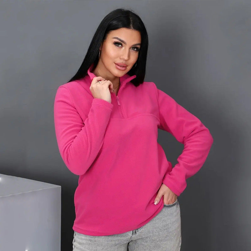 Damen Fleece-Pullover mit Stehkragen und Reißverschluss Stalluxe