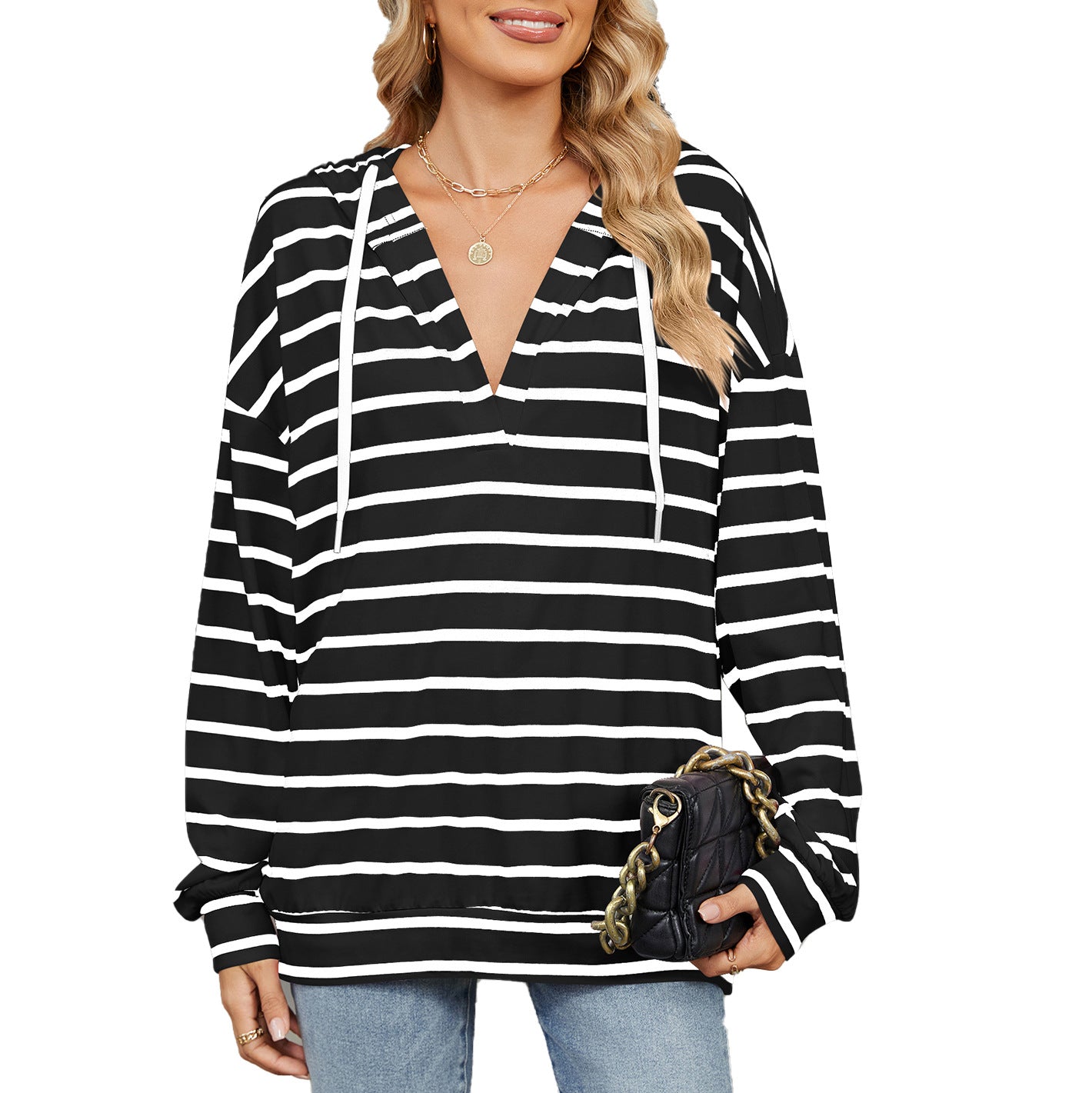 Damen Kapuzenpullover mit modischem Streifenmuster und lässiger Passform Stalluxe