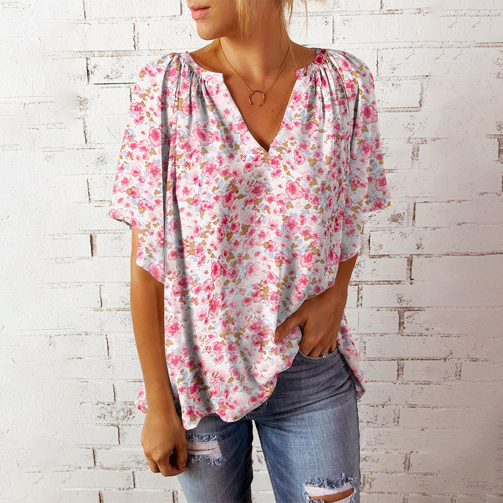 Damen Leichte Blumenmuster Bluse Stalluxe