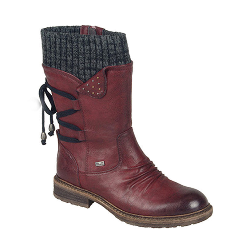Damen modische Winterstiefel mit dekorativen Strickdetails und rutschfester Sohle Stalluxe
