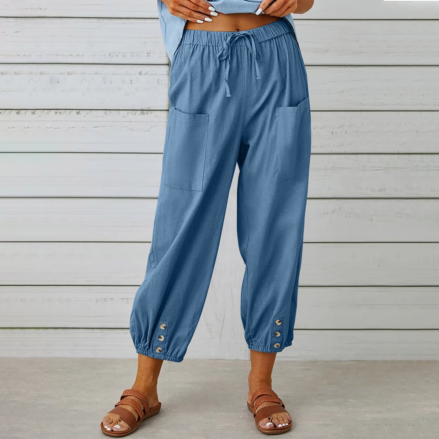 Damen modische Freizeit-Hose mit praktischen Taschen und elastischen Bündchen Stalluxe