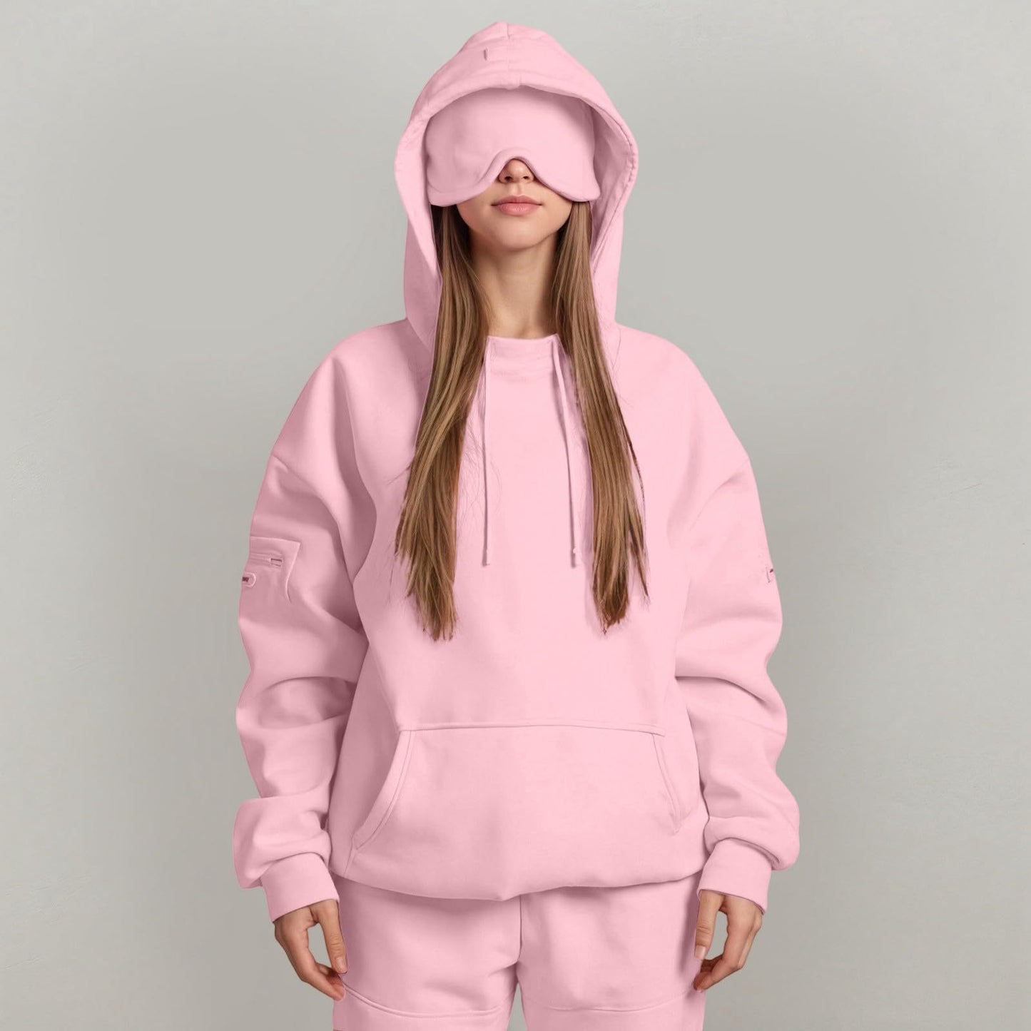 Damen kuscheliger Oversized Hoodie mit integrierter Augenmaske Stalluxe