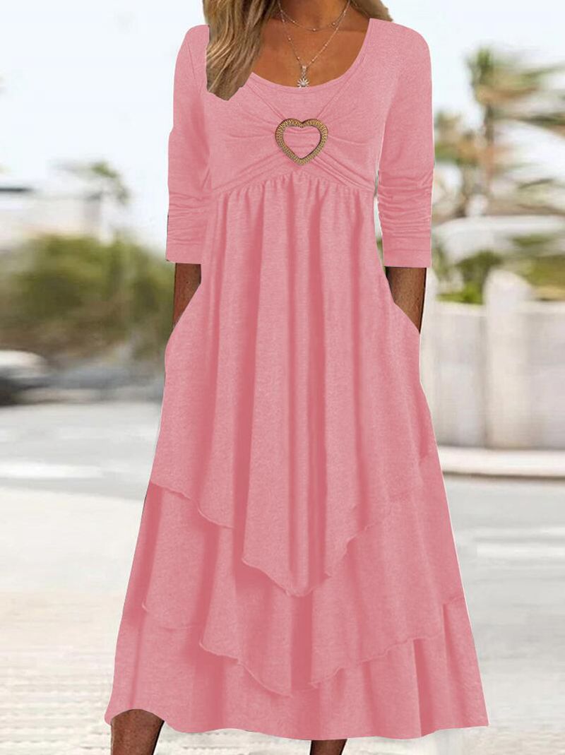 Damen lässiges Maxikleid mit bezauberndem Herzdetail und praktischen Taschen Stalluxe