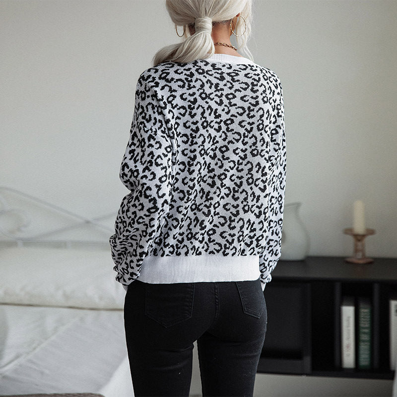 Damen Gemusterter Strickpullover mit Leopardenmuster Stalluxe