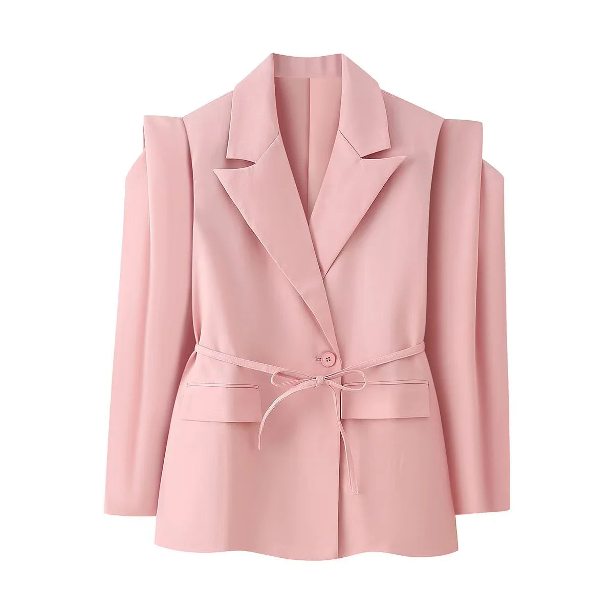 Damen Modische Blazerjacke mit Gürtel und Seidenoptik Stalluxe