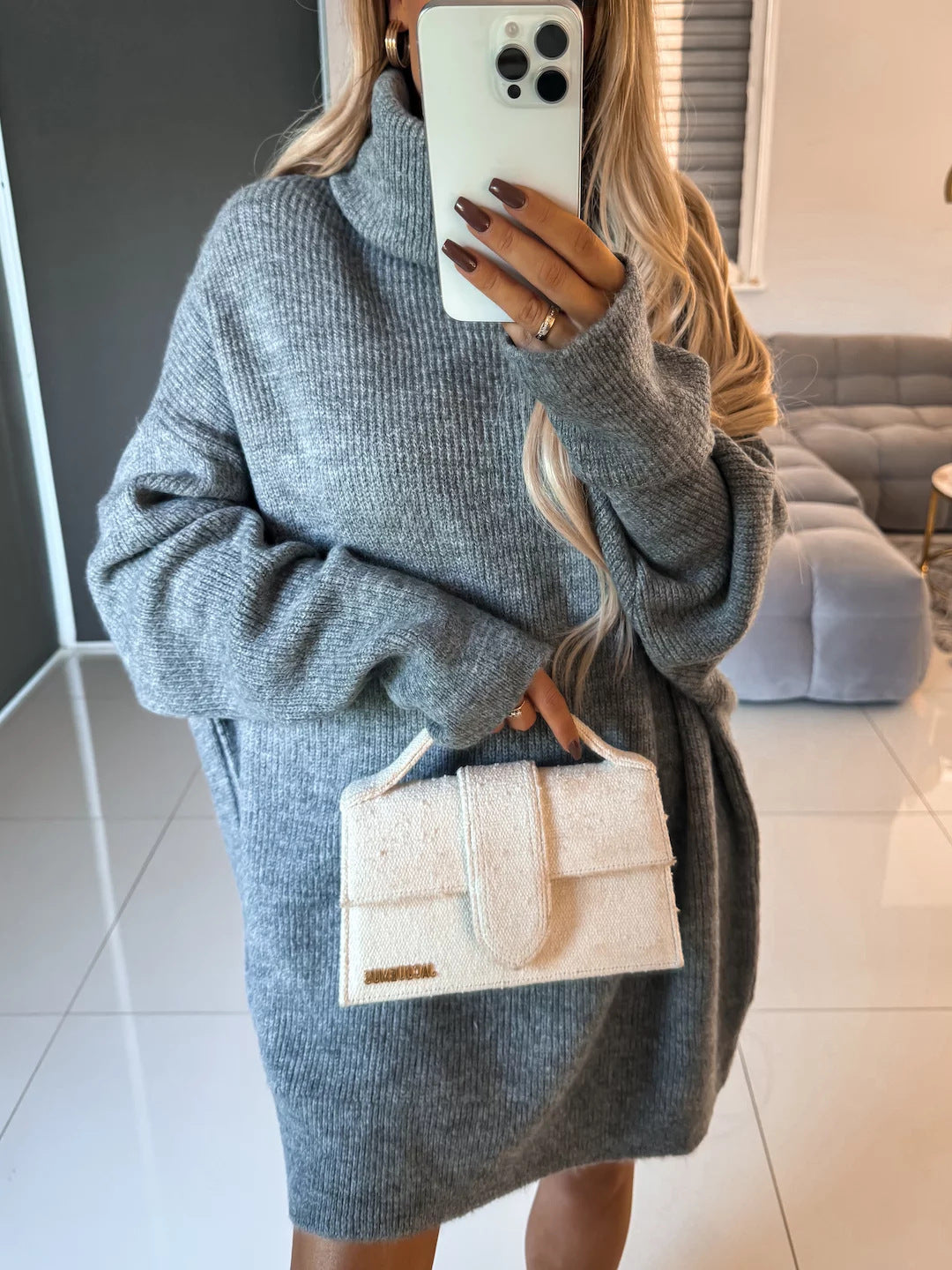 Damen Strickpullover mit hohem Kragen und weitem Schnitt Stalluxe
