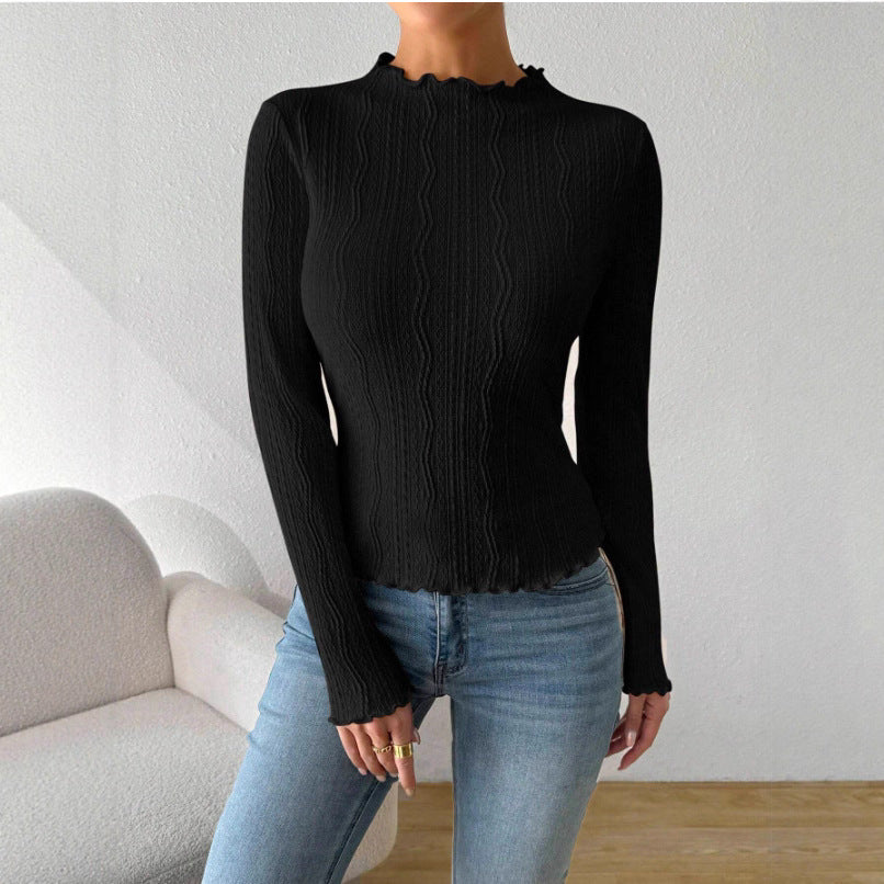 Damen Elegantes Langarmshirt mit strukturiertem Design und Rüschen Stalluxe