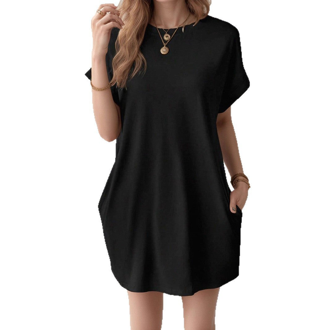 Damen lässiges T-Shirt Kleid mit tiefen Seitentaschen und bequemem Schnitt Stalluxe